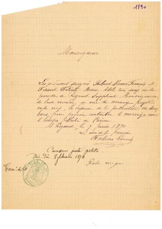 [Demande de dispense de mariage pour François Honoré Ribuot et Félicité Marie-Adèle Ferand]