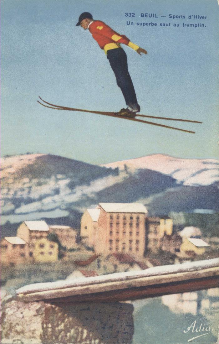 322.Beuil - sport d'hiver - un superbe saut au tremplin